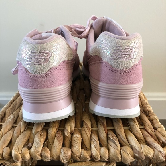 New Balance 574 Light Pink Shattered Pearl Lace Up Sneakers 6.5 - Picture 5 of 8